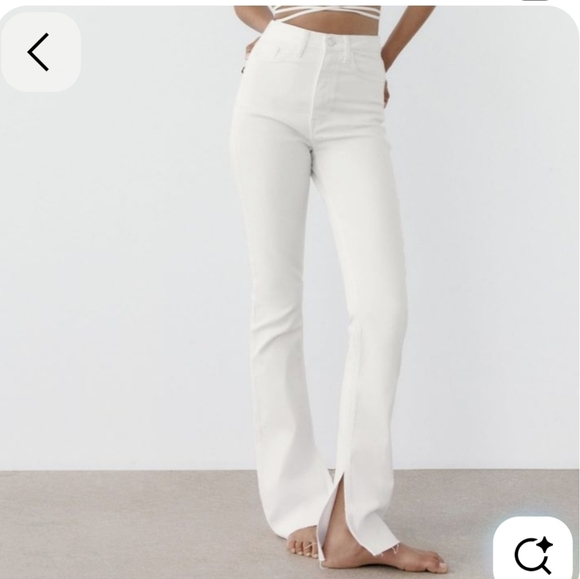 Zara High Rise Jean size 8 White, Split Bottom Leg Or Slit Style Leg, Frayed Hem - Picture 8 of 8